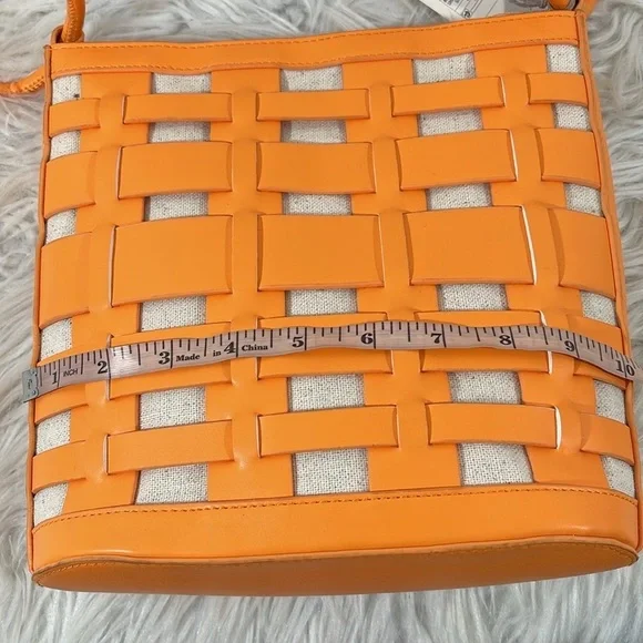 A NEW DAY Orange Basket Weave Woven Bucket Bag/Purse Shoulder Crossbody NEW - Picture 12 of 16